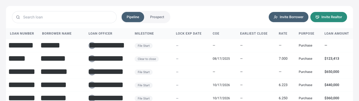 Step 1: the Snap Vesta pipeline with the Invite Realtor button